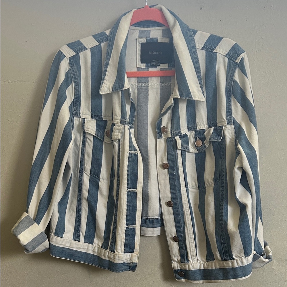 Forever 21 Blue and White Striped Jacket